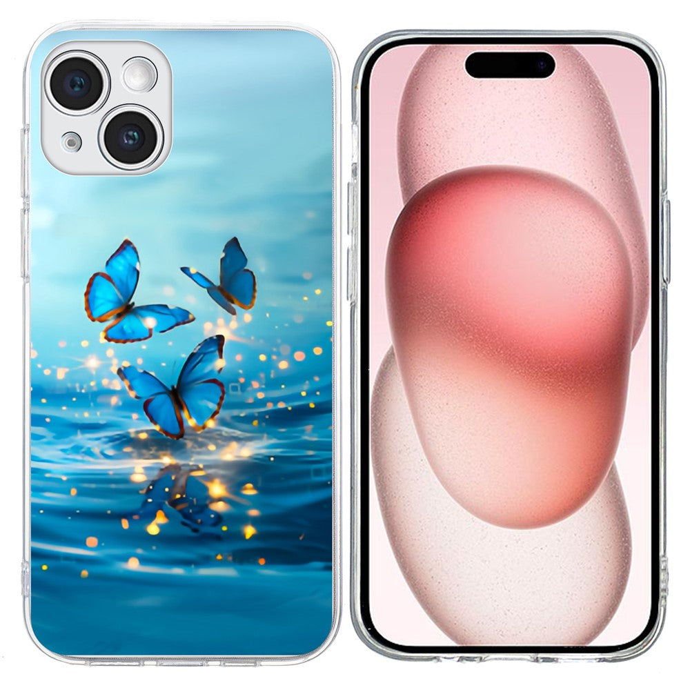 For iPhone 15 Plus Case Pattern Printing Shockproof Soft TPU Phone Cover