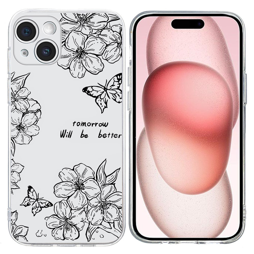 For iPhone 15 Plus Case Pattern Printing Shockproof Soft TPU Phone Cover