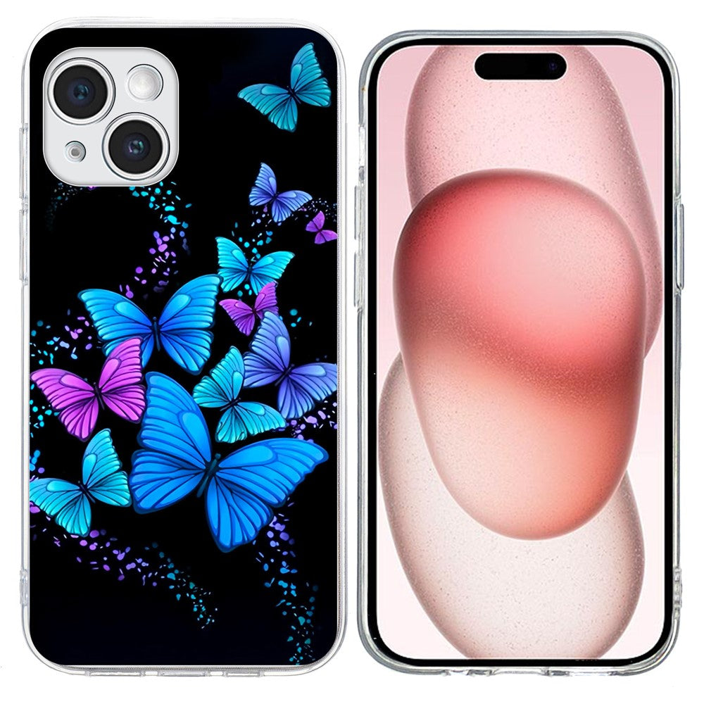 For iPhone 15 Plus Case Pattern Printing Shockproof Soft TPU Phone Cover