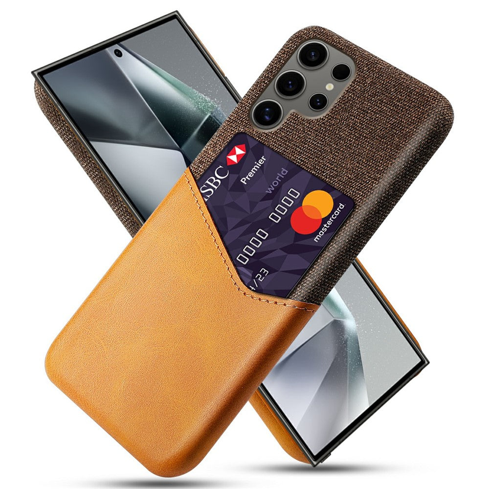 For Samsung Galaxy S25 Ultra Case PU Leather Card Slot Cloth Texture Hard PC Phone Cover