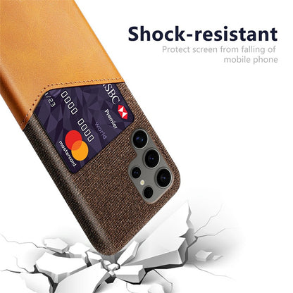 For Samsung Galaxy S25 Ultra Case PU Leather Card Slot Cloth Texture Hard PC Phone Cover
