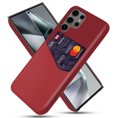 For Samsung Galaxy S25 Ultra Case PU Leather Card Slot Cloth Texture Hard PC Phone Cover