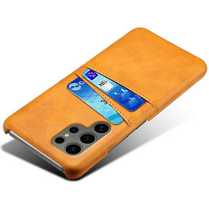 For Samsung Galaxy S25 Ultra Case Dual Card Slots PU Leather + Hard PC Phone Cover