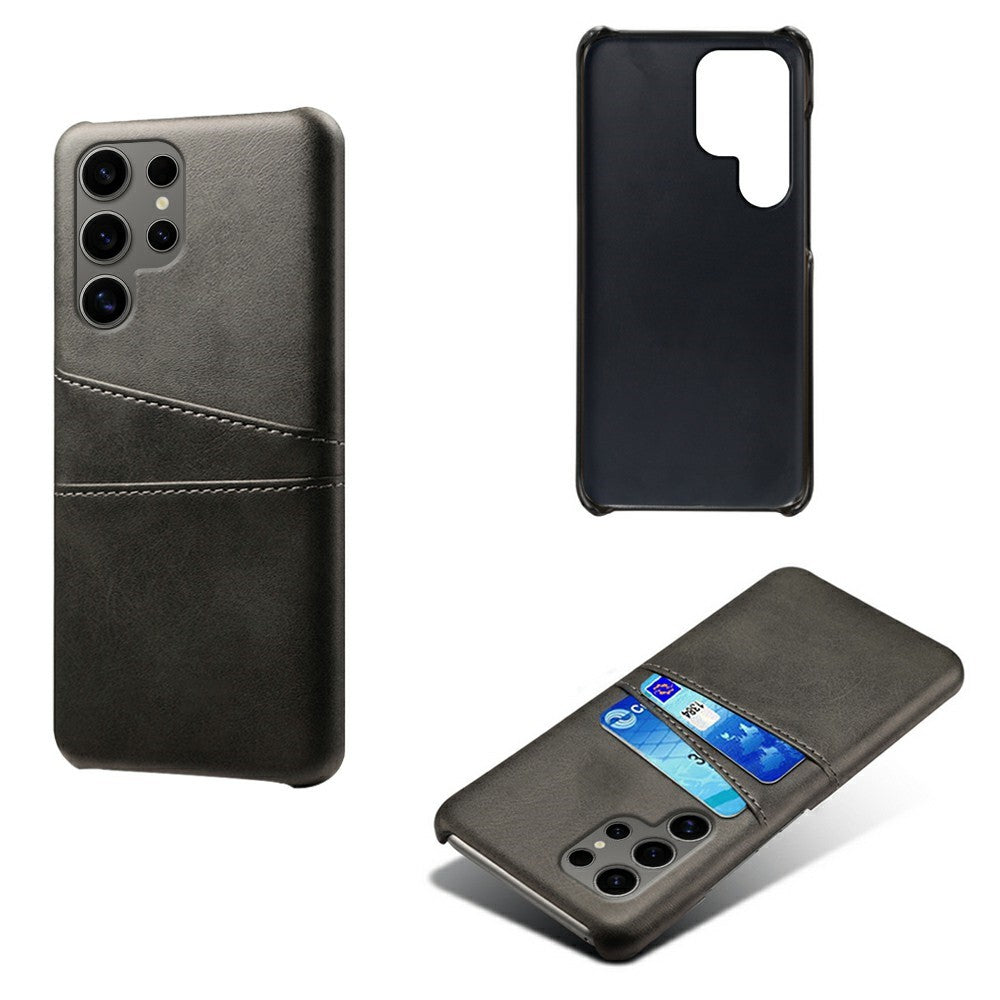 For Samsung Galaxy S25 Ultra Case Dual Card Slots PU Leather + Hard PC Phone Cover