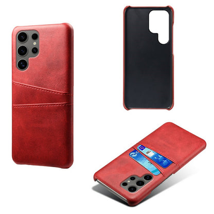 For Samsung Galaxy S25 Ultra Case Dual Card Slots PU Leather + Hard PC Phone Cover