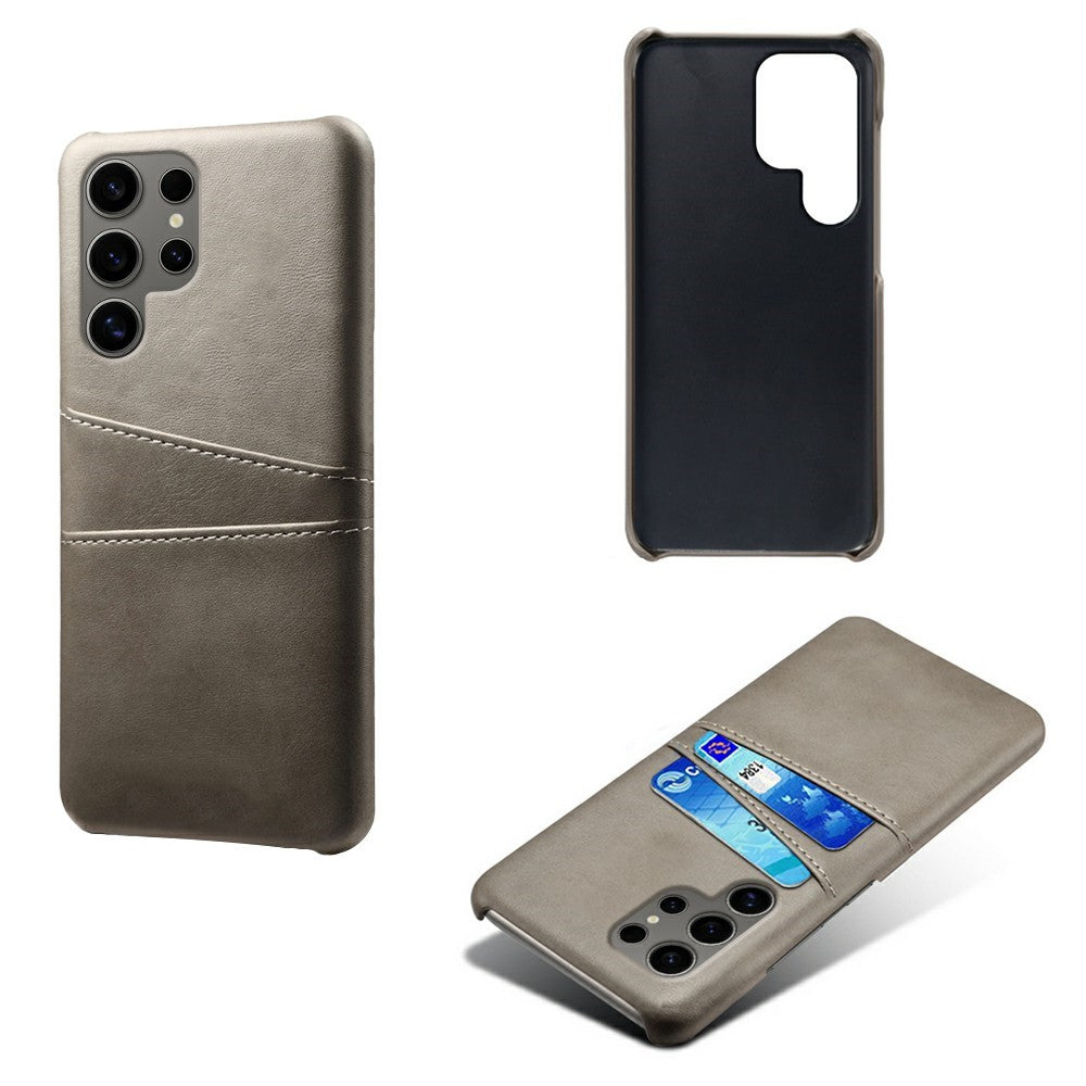 For Samsung Galaxy S25 Ultra Case Dual Card Slots PU Leather + Hard PC Phone Cover