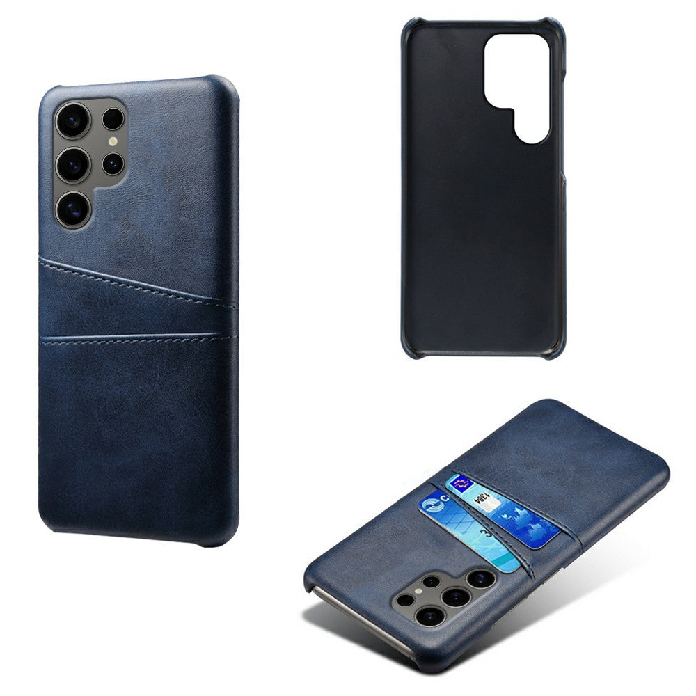 For Samsung Galaxy S25 Ultra Case Dual Card Slots PU Leather + Hard PC Phone Cover