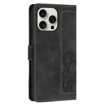 For iPhone 16 Pro Max Case Tulip Leather Phone Cover with 5 Card Slots Wallet