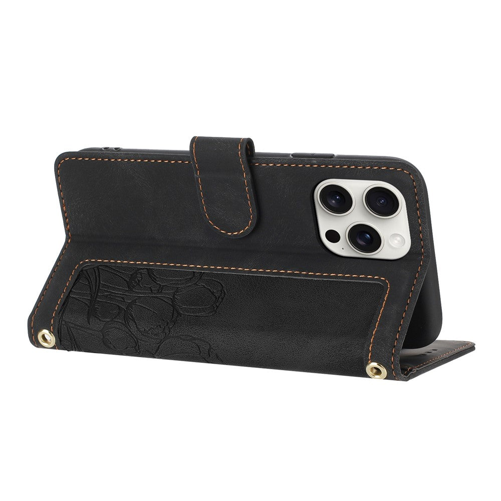 For iPhone 16 Pro Max Case Tulip Leather Phone Cover with 5 Card Slots Wallet
