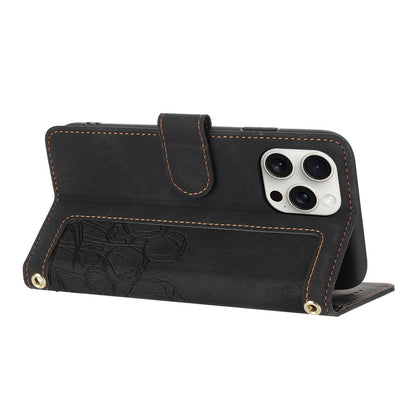 For iPhone 16 Pro Max Case Tulip Leather Phone Cover with 5 Card Slots Wallet