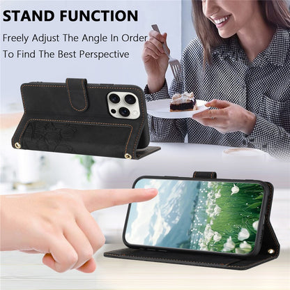For iPhone 16 Pro Max Case Tulip Leather Phone Cover with 5 Card Slots Wallet