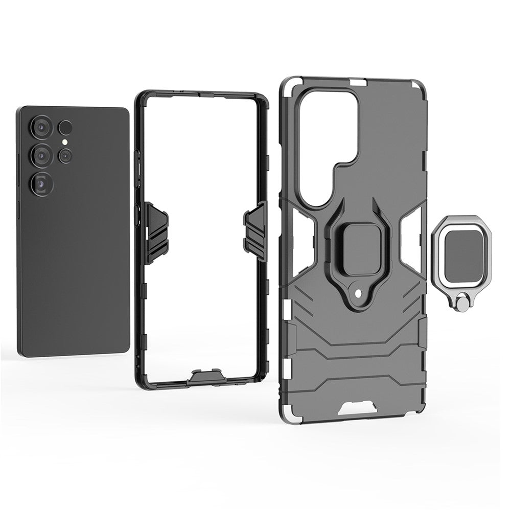 For Samsung Galaxy S25 Ultra Case PC+TPU Protective Phone Cover with Ring Kickstand