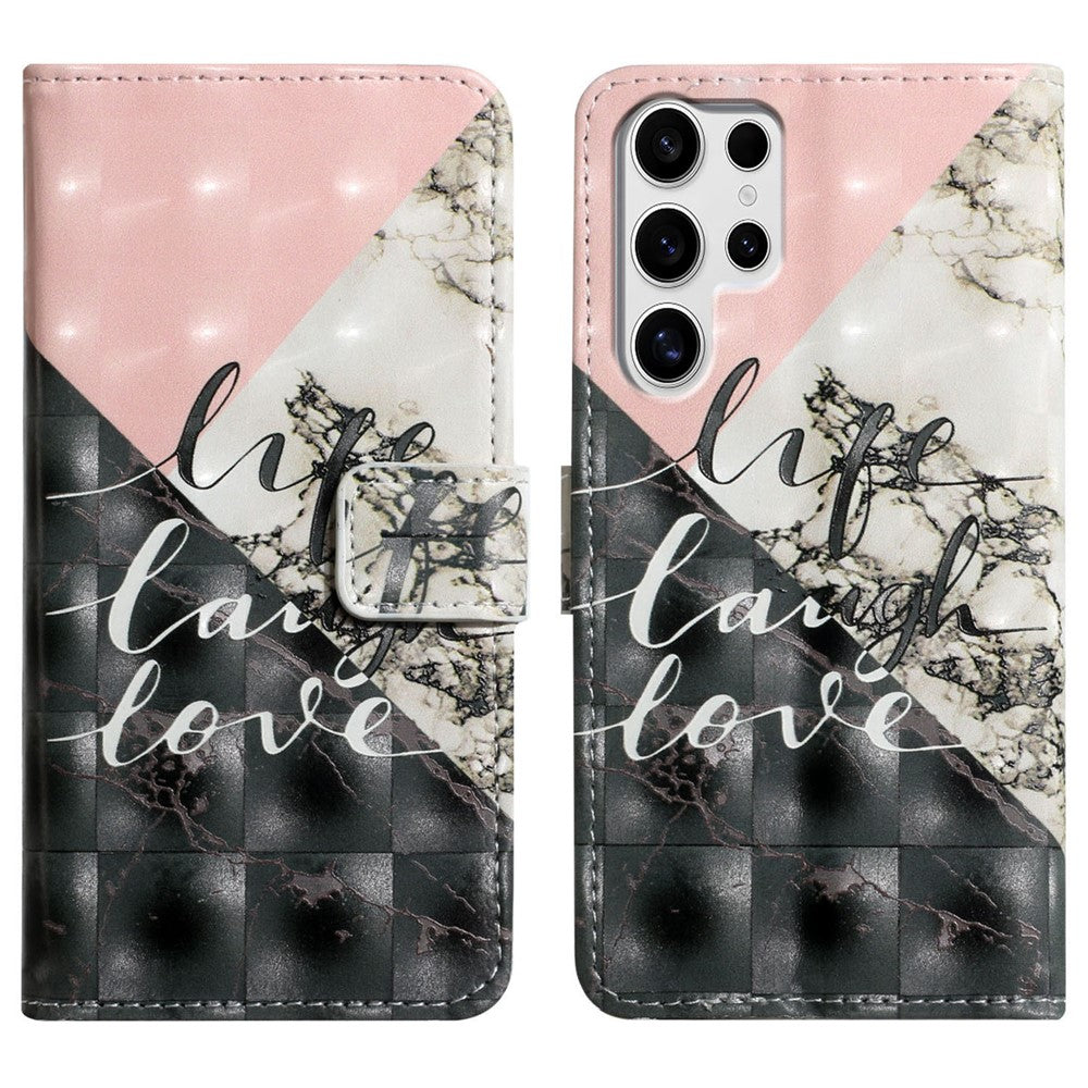 For Samsung Galaxy S25 Ultra Case 3D Creative Pattern PU Leather Stand Phone Cover