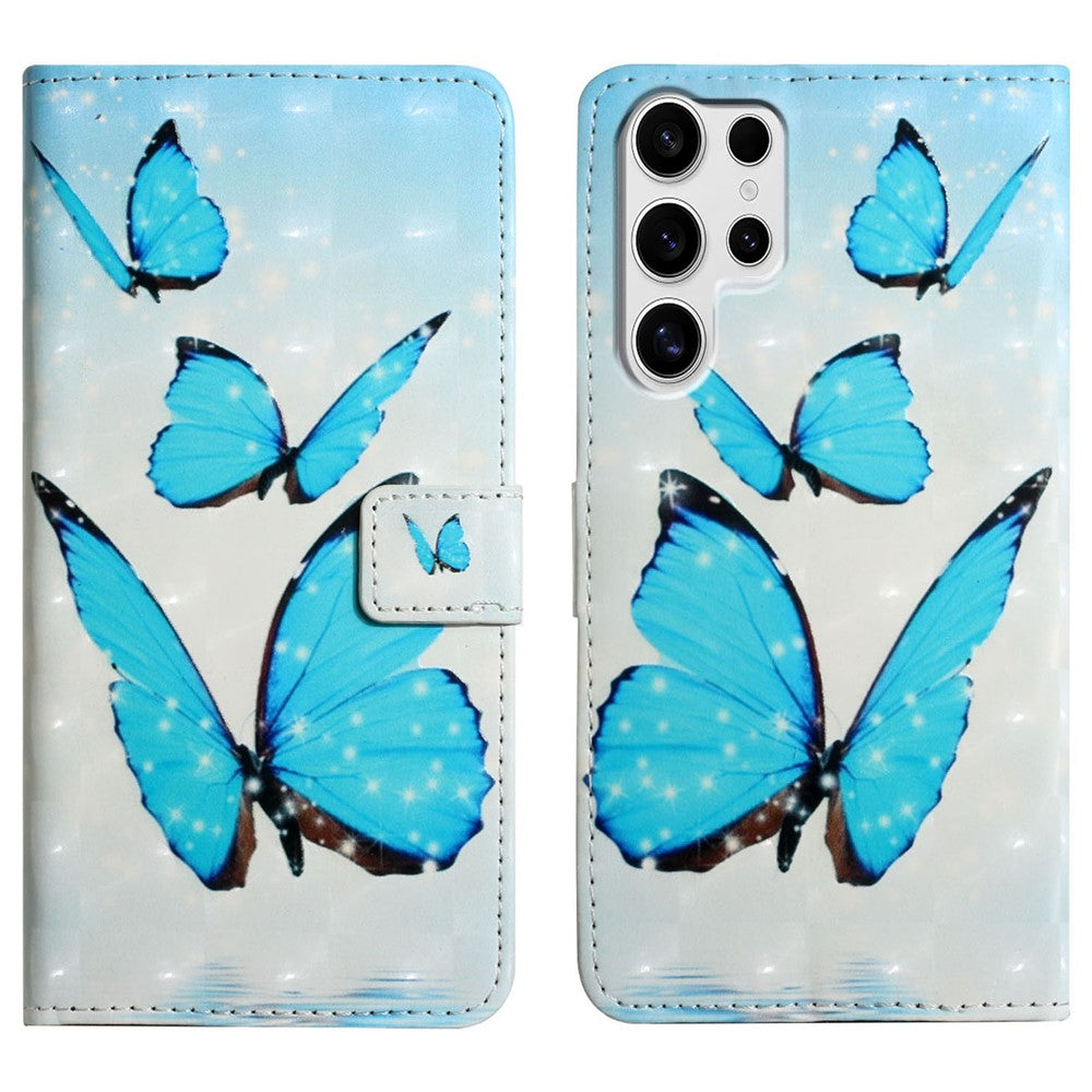 For Samsung Galaxy S25 Ultra Case 3D Creative Pattern PU Leather Stand Phone Cover