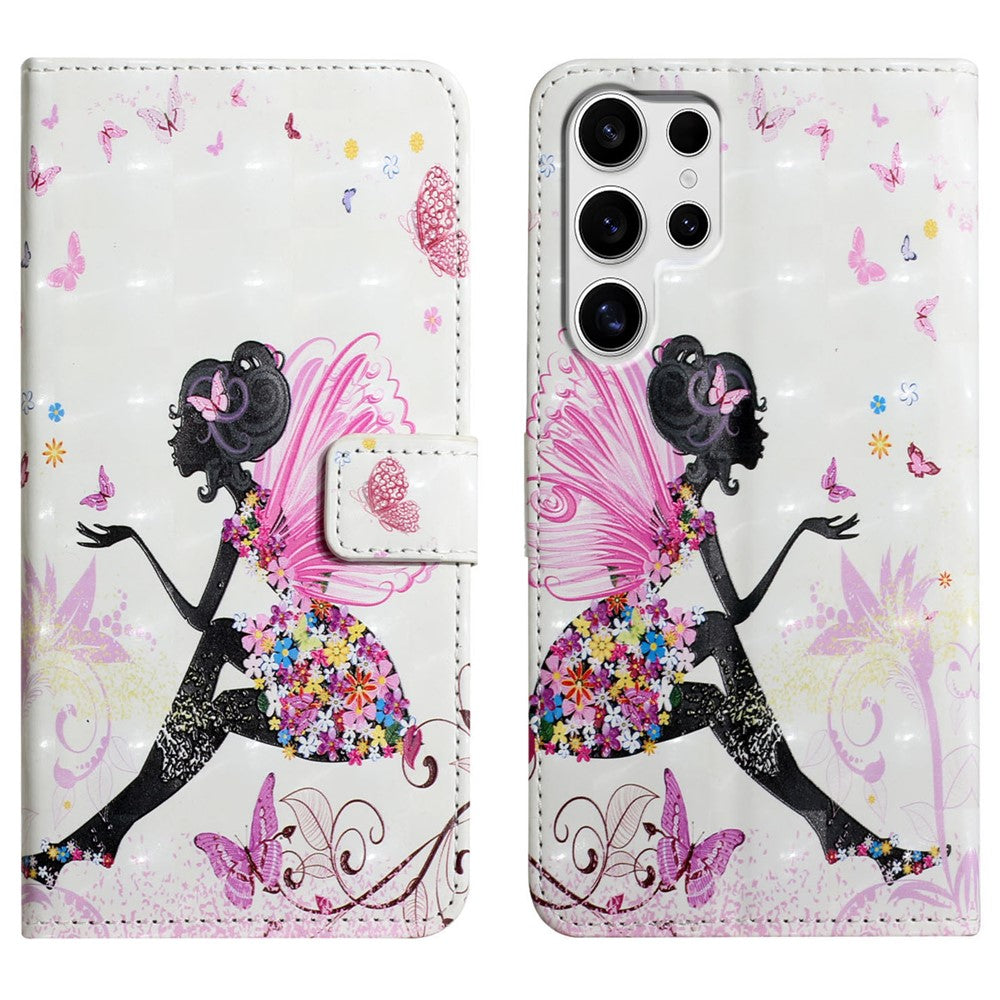 For Samsung Galaxy S25 Ultra Case 3D Creative Pattern PU Leather Stand Phone Cover