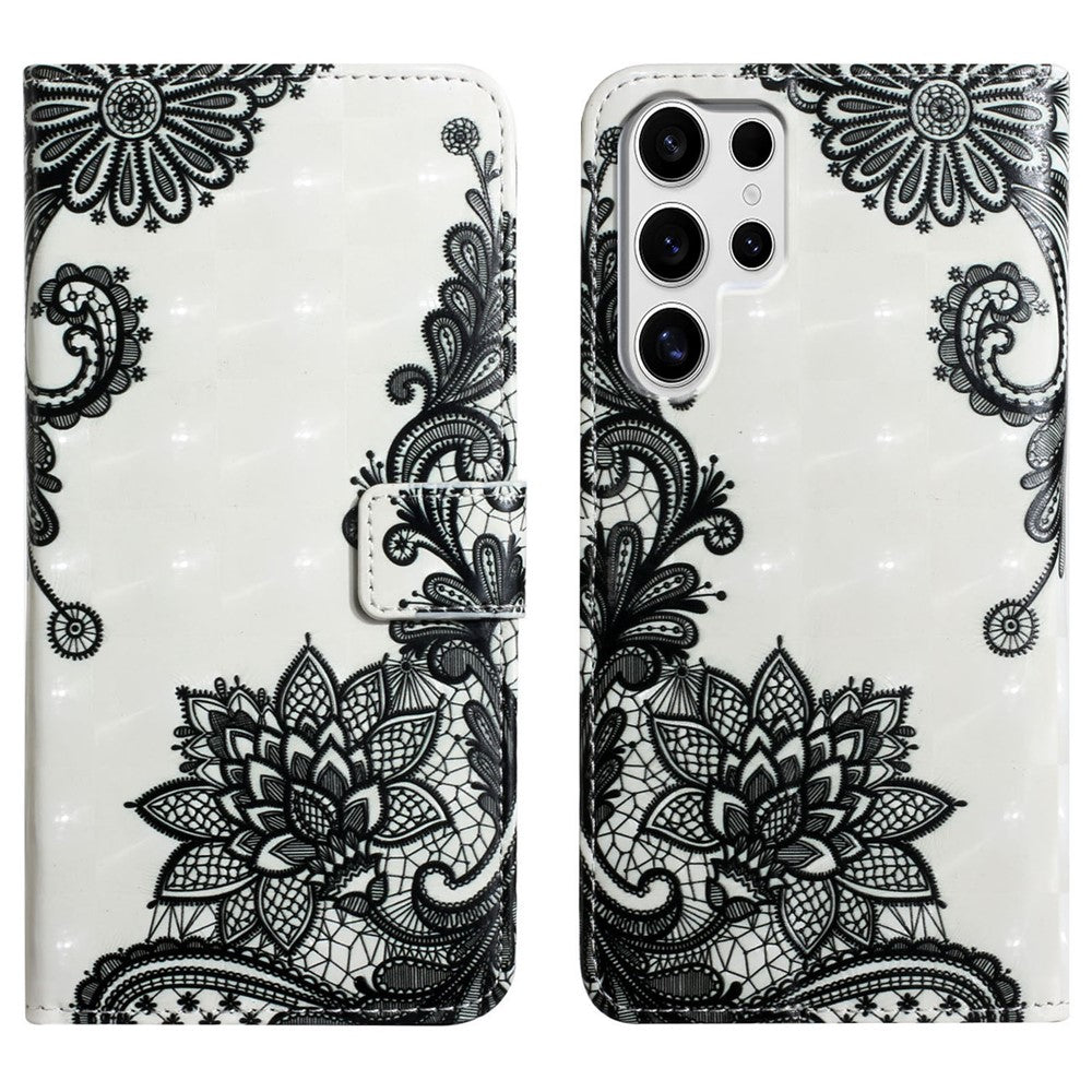 For Samsung Galaxy S25 Ultra Case 3D Creative Pattern PU Leather Stand Phone Cover