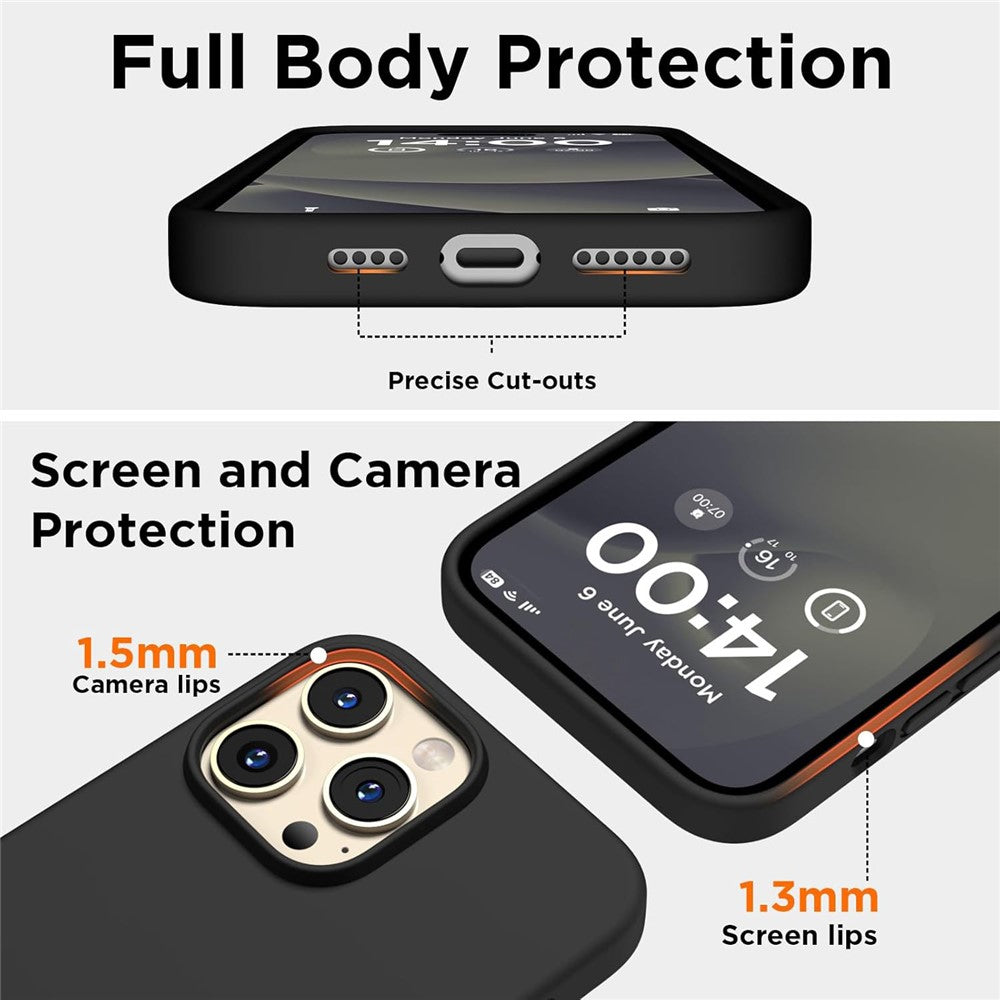 For iPhone 14 Pro Case Compatible with MagSafe Liquid Silicone Cover with 2 Tempered Glass Screen Films