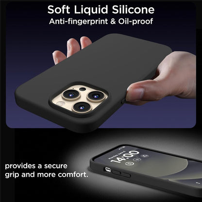 For iPhone 14 Pro Case Compatible with MagSafe Liquid Silicone Cover with 2 Tempered Glass Screen Films