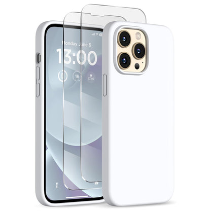 For iPhone 14 Pro Case Compatible with MagSafe Liquid Silicone Cover with 2 Tempered Glass Screen Films