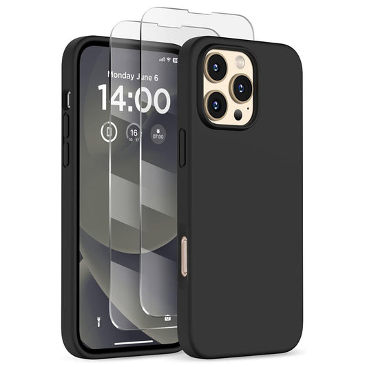 For iPhone 16 Pro Max Case Compatible with MagSafe Liquid Silicone Cover with 2 Tempered Glass Screen Films