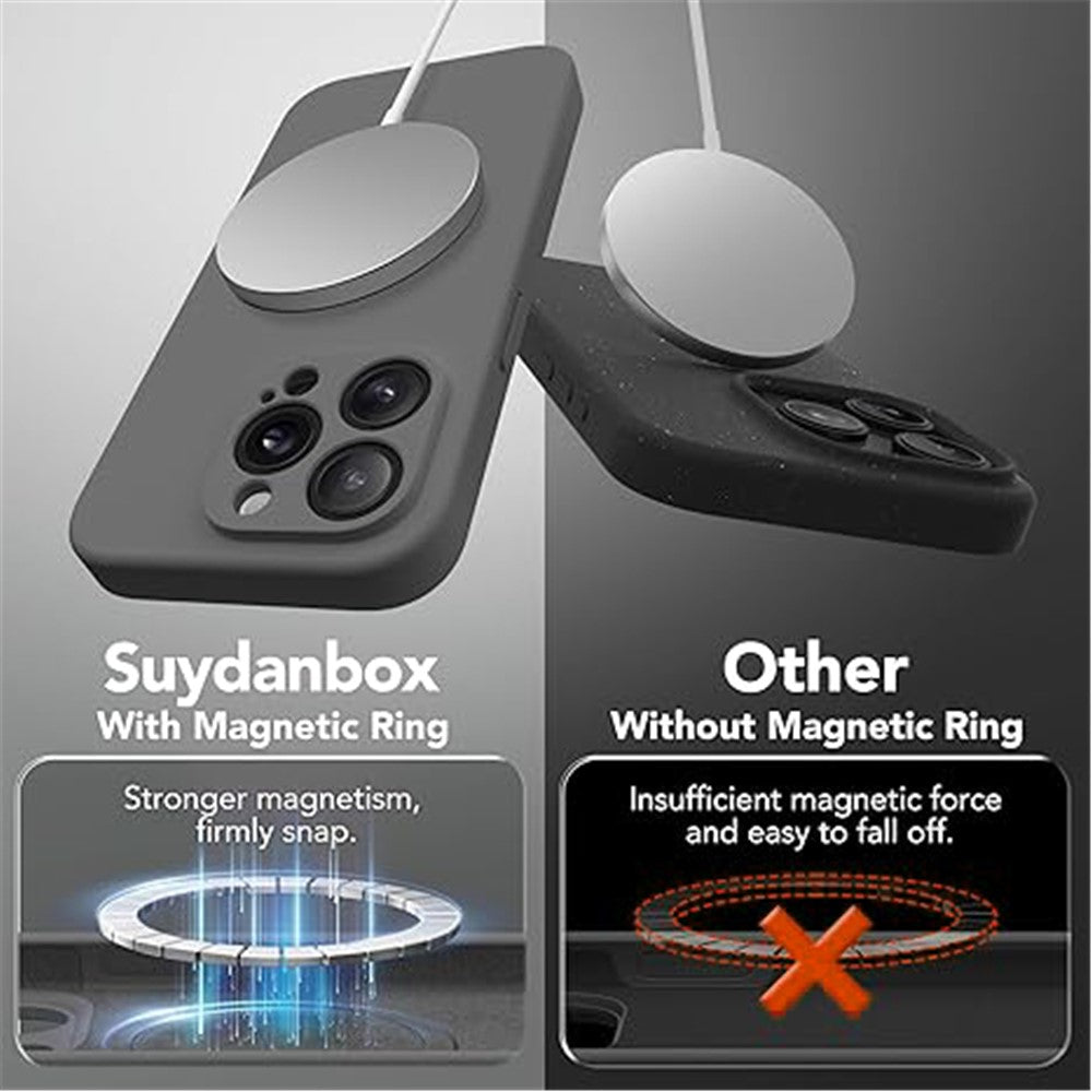 For iPhone 16 Pro Max Case Compatible with MagSafe Liquid Silicone Cover with 2 Tempered Glass Screen Films