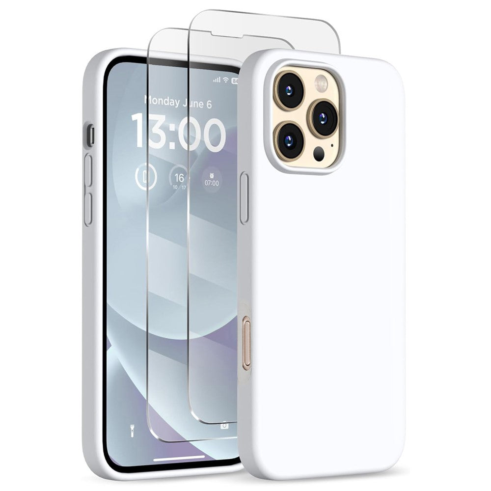 For iPhone 16 Pro Max Case Compatible with MagSafe Liquid Silicone Cover with 2 Tempered Glass Screen Films