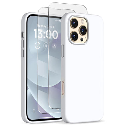 For iPhone 16 Pro Max Case Compatible with MagSafe Liquid Silicone Cover with 2 Tempered Glass Screen Films