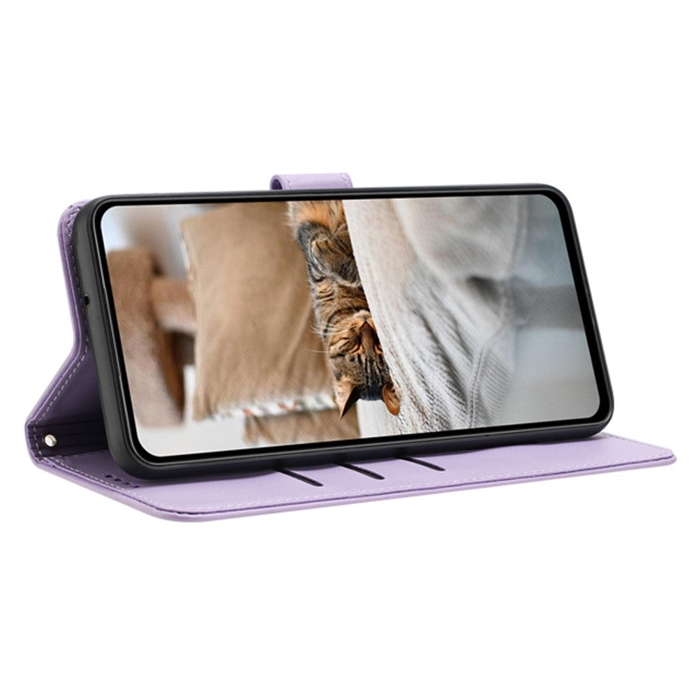 For iPhone 17e / 16e Case with Strap Cats Imprint Leather Wallet Phone Cover