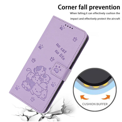 For iPhone 17e / 16e Case with Strap Cats Imprint Leather Wallet Phone Cover