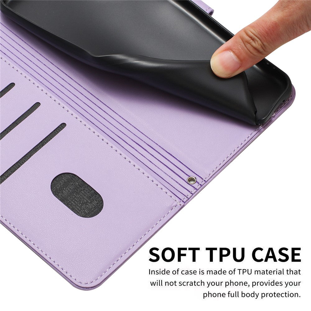 For iPhone 17e / 16e Case with Strap Cats Imprint Leather Wallet Phone Cover