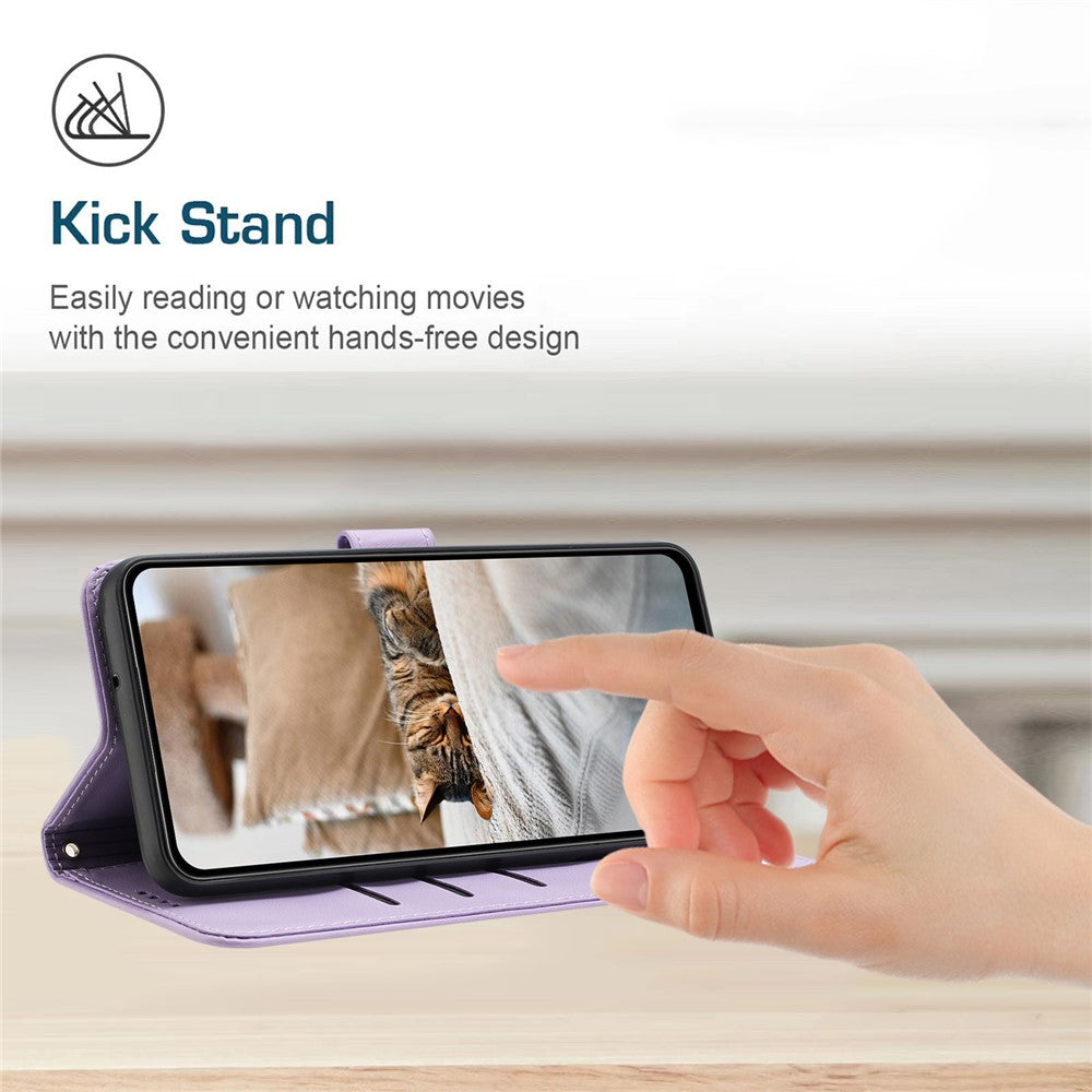 For iPhone 17e / 16e Case with Strap Cats Imprint Leather Wallet Phone Cover
