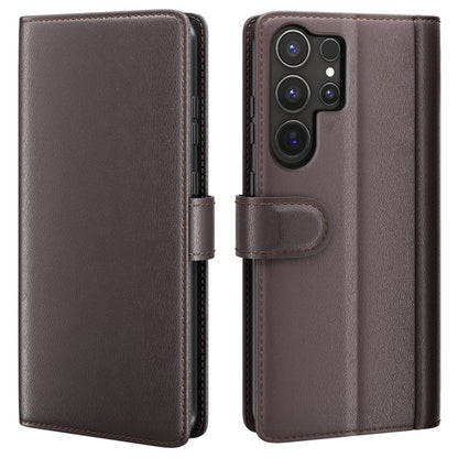 For Samsung Galaxy S25 Ultra Case Genuine Split Leather Phone Cover with Wallet Stand