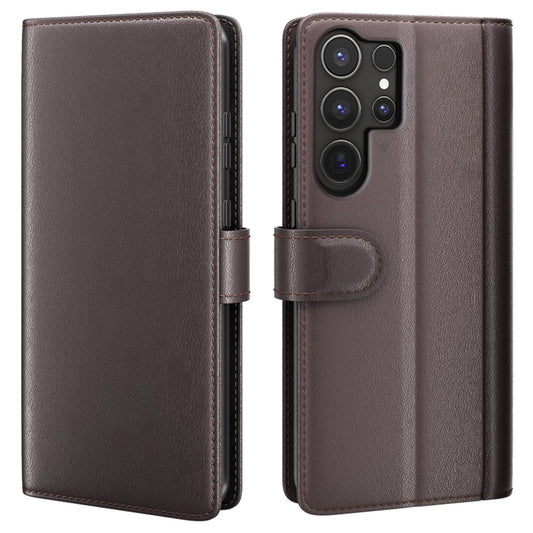 For Samsung Galaxy S25 Ultra Case Genuine Split Leather Phone Cover with Wallet Stand