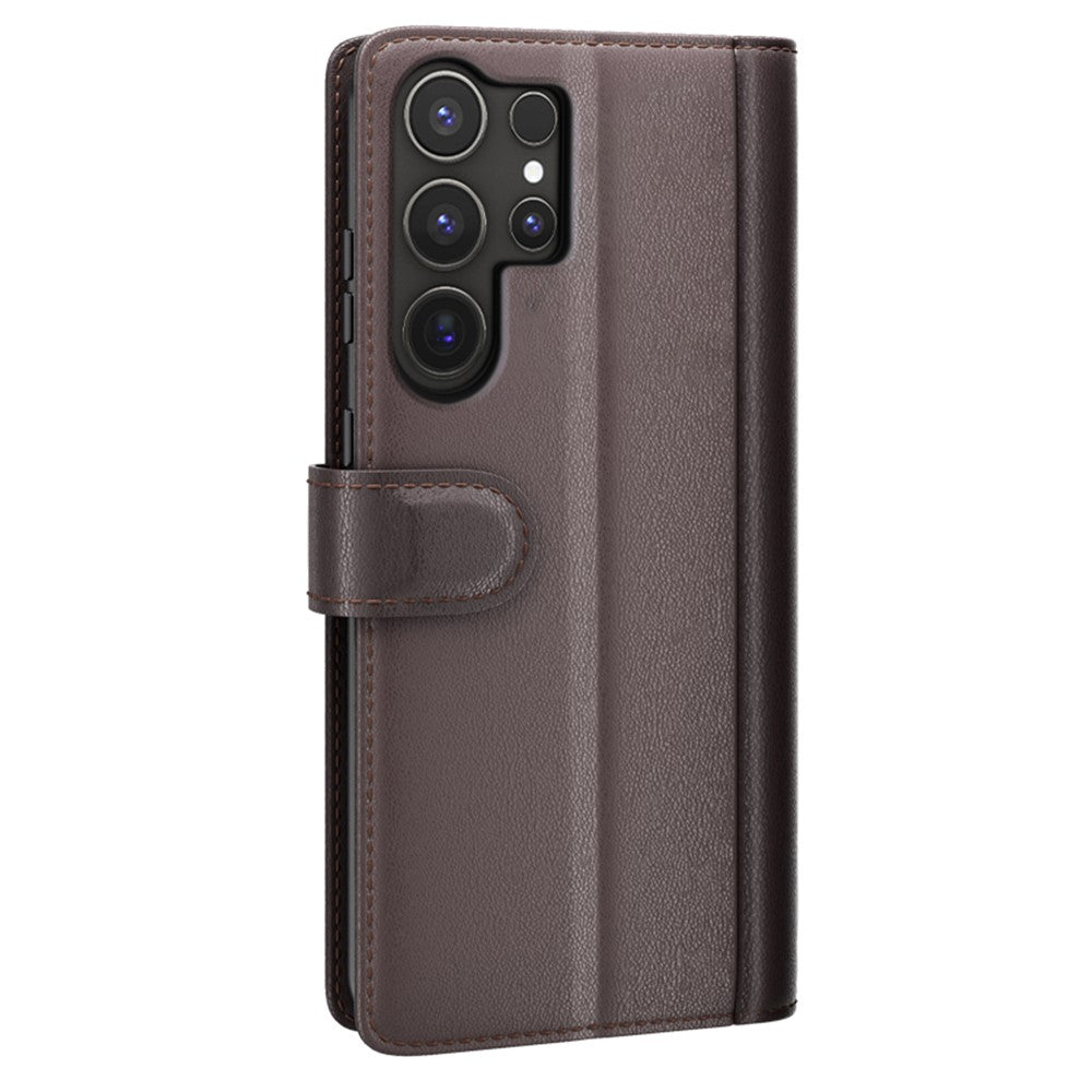 For Samsung Galaxy S25 Ultra Case Genuine Split Leather Phone Cover with Wallet Stand