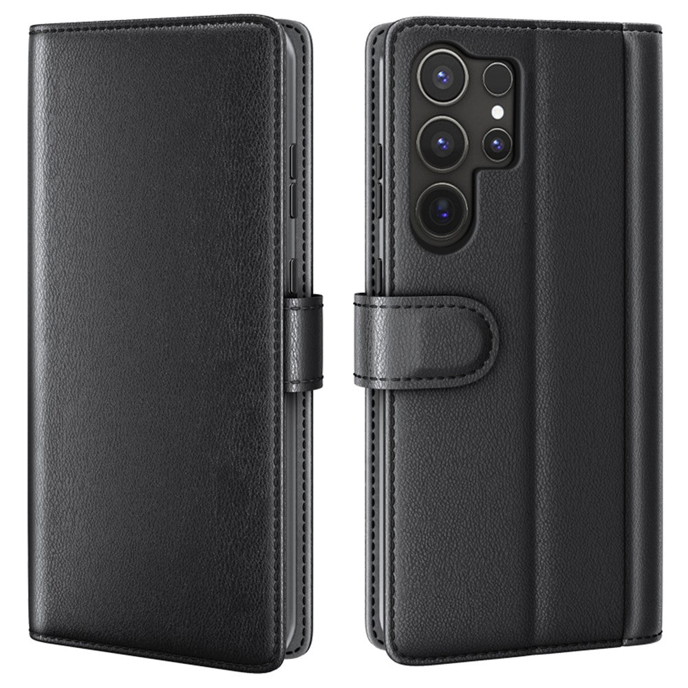 For Samsung Galaxy S25 Ultra Case Genuine Split Leather Phone Cover with Wallet Stand