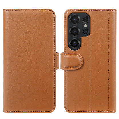 For Samsung Galaxy S25 Ultra Case Genuine Split Leather Phone Cover with Wallet Stand