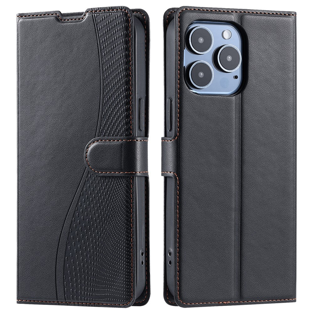 For iPhone 16 Pro Max Case Dots Imprinted PU Leather Flip Phone Cover with Card Slot, Strap