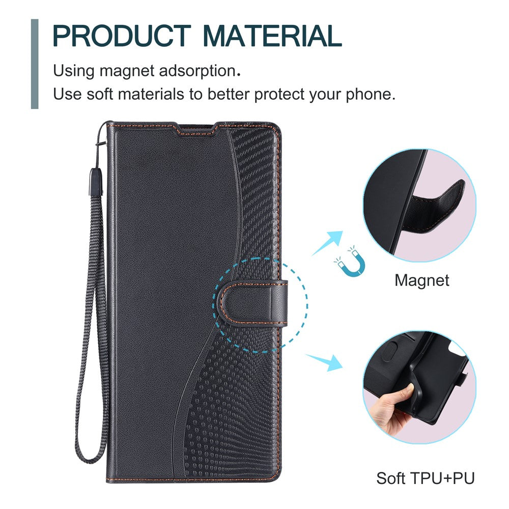 For iPhone 16 Pro Max Case Dots Imprinted PU Leather Flip Phone Cover with Card Slot, Strap