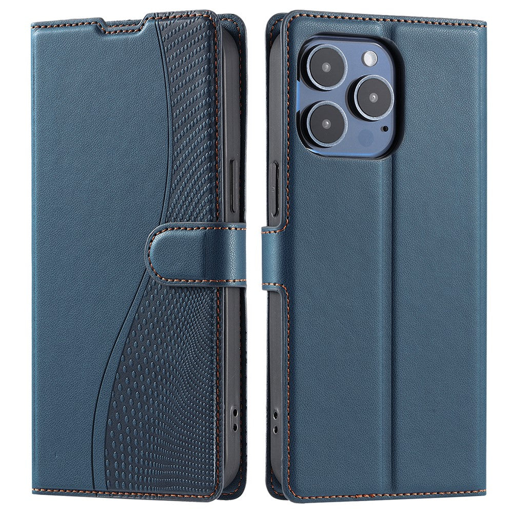 For iPhone 16 Pro Max Case Dots Imprinted PU Leather Flip Phone Cover with Card Slot, Strap