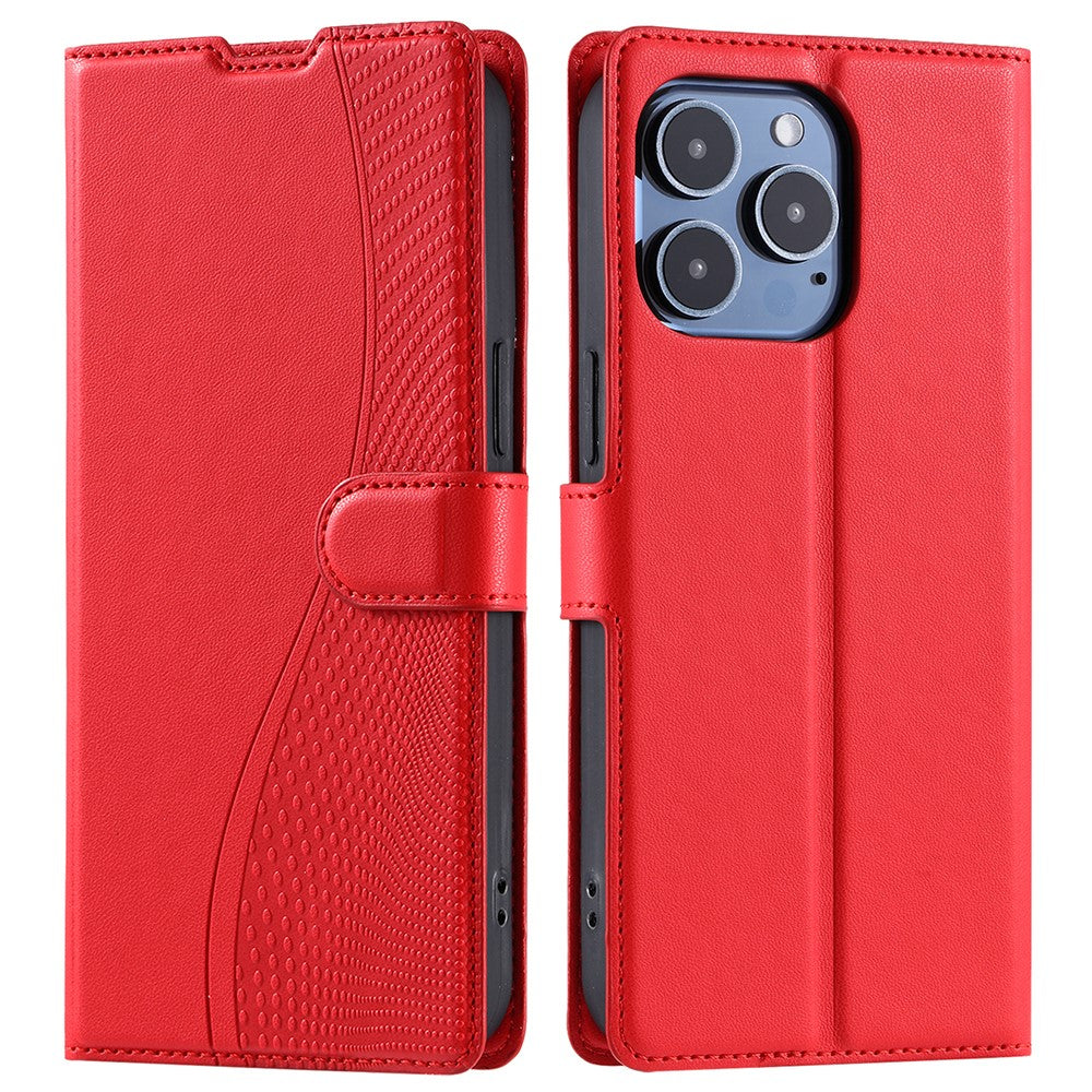 For iPhone 16 Pro Max Case Dots Imprinted PU Leather Flip Phone Cover with Card Slot, Strap