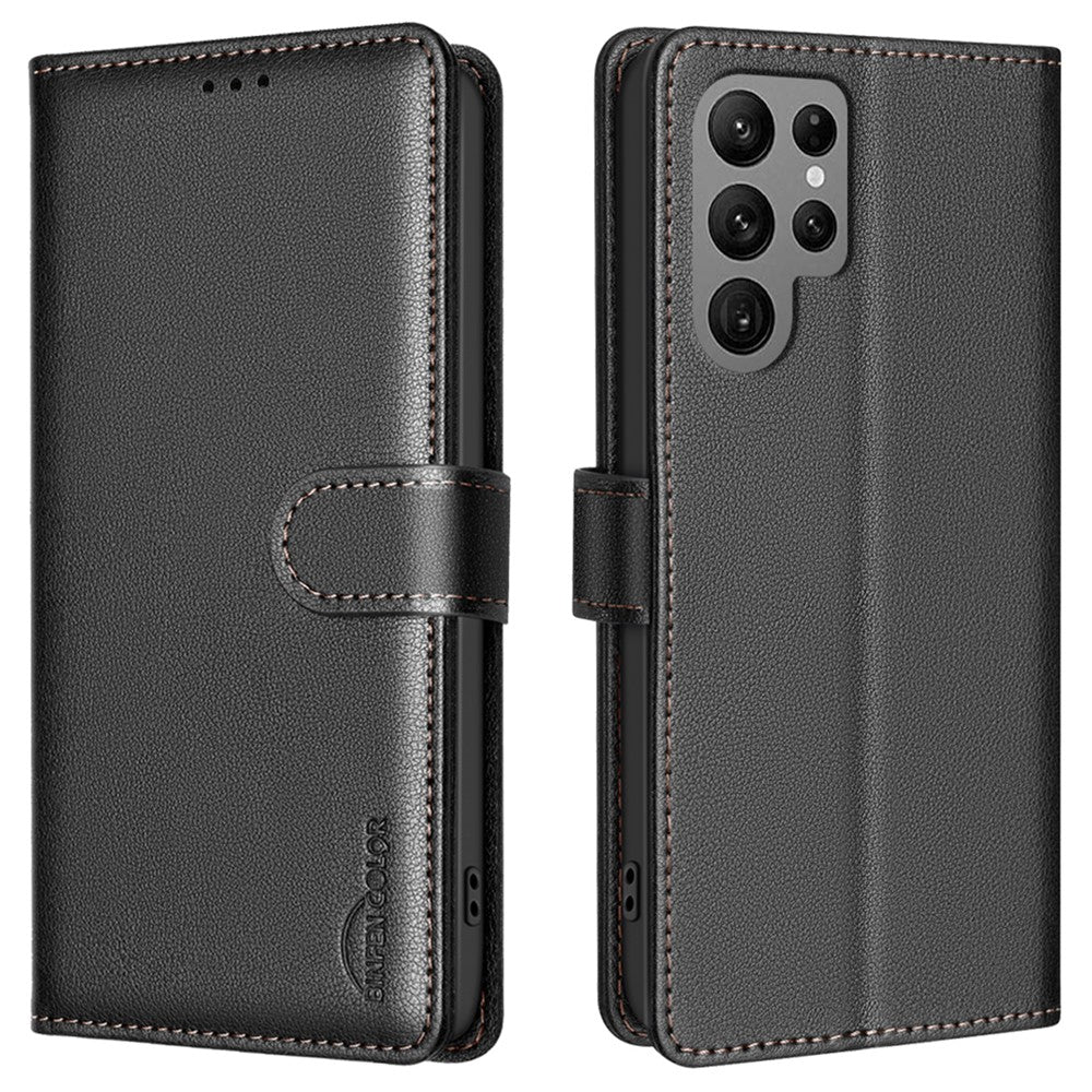 BINFEN COLOR BF32 For Samsung Galaxy S25 Ultra Leather Case Wallet RFID Blocking Phone Cover