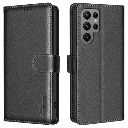BINFEN COLOR BF32 For Samsung Galaxy S25 Ultra Leather Case Wallet RFID Blocking Phone Cover
