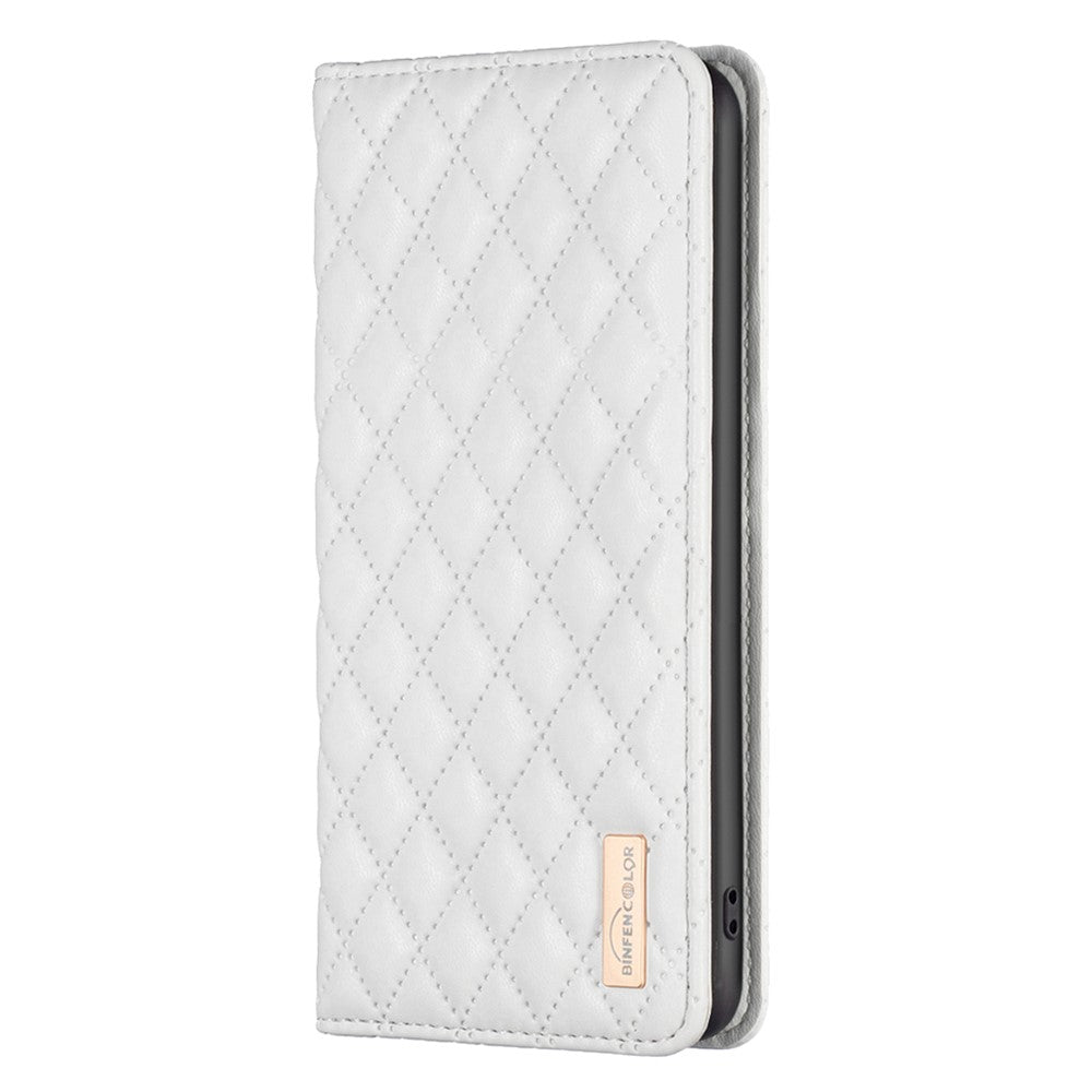 BINFEN COLOR BF Style-16 For Samsung Galaxy S25 Ultra Case Card Slots Rhombus Leather Cover