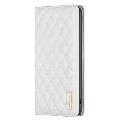 BINFEN COLOR BF Style-16 For Samsung Galaxy S25 Ultra Case Card Slots Rhombus Leather Cover