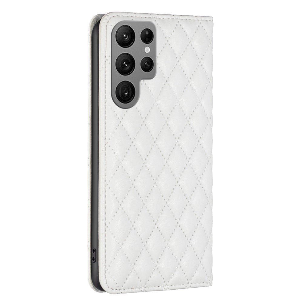 BINFEN COLOR BF Style-16 For Samsung Galaxy S25 Ultra Case Card Slots Rhombus Leather Cover