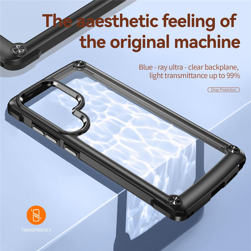 For Samsung Galaxy S25 Ultra Case Anti-Drop Alloy Lens Frame PC+TPU Phone Cover