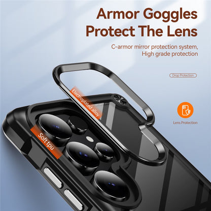For Samsung Galaxy S25 Ultra Case Anti-Drop Alloy Lens Frame PC+TPU Phone Cover