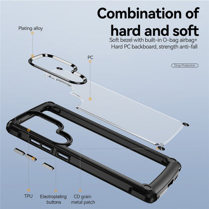 For Samsung Galaxy S25 Ultra Case Anti-Drop Alloy Lens Frame PC+TPU Phone Cover