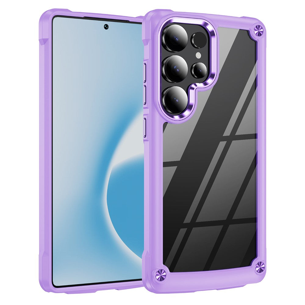 For Samsung Galaxy S25 Ultra Case Anti-Drop Alloy Lens Frame PC+TPU Phone Cover