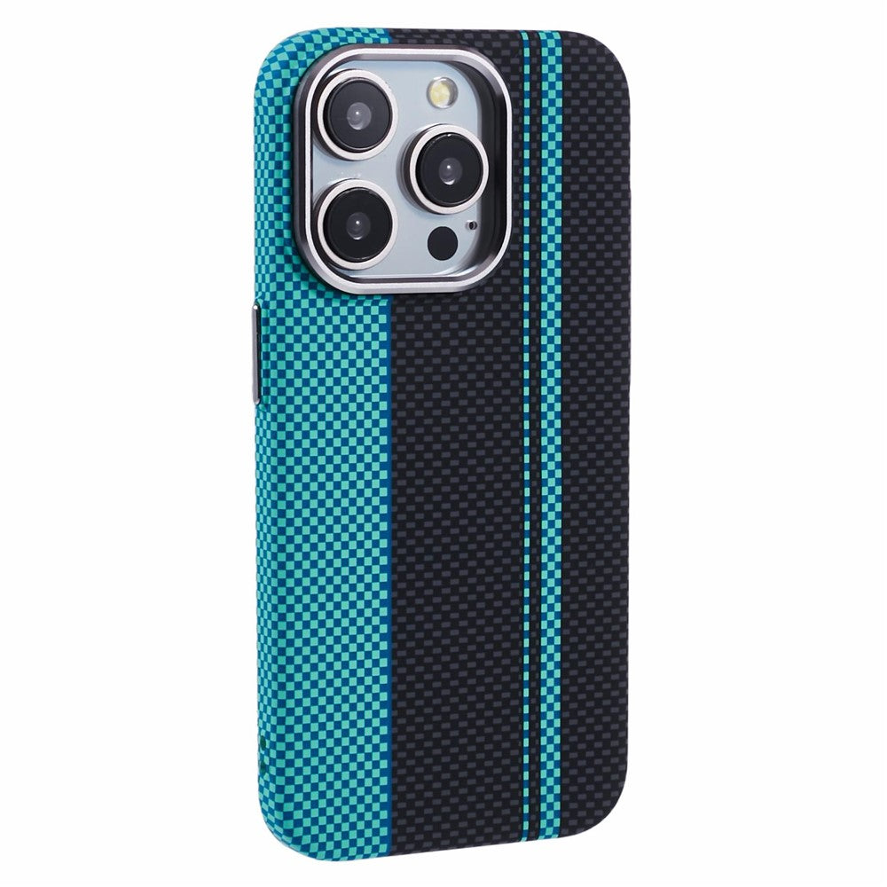 For iPhone 15 Pro Case Compatible with MagSafe Carbon Fiber Texture Water-Transfer PC Phone Cover